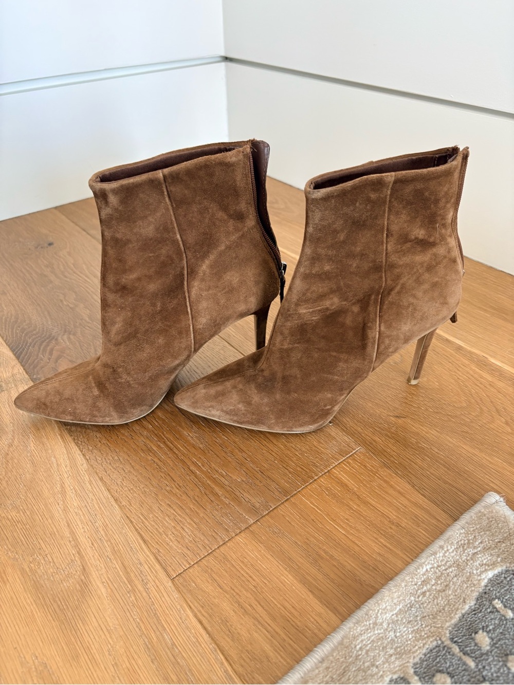 Steve Madden Brown Suede Pointed-Toe Ankle Booties